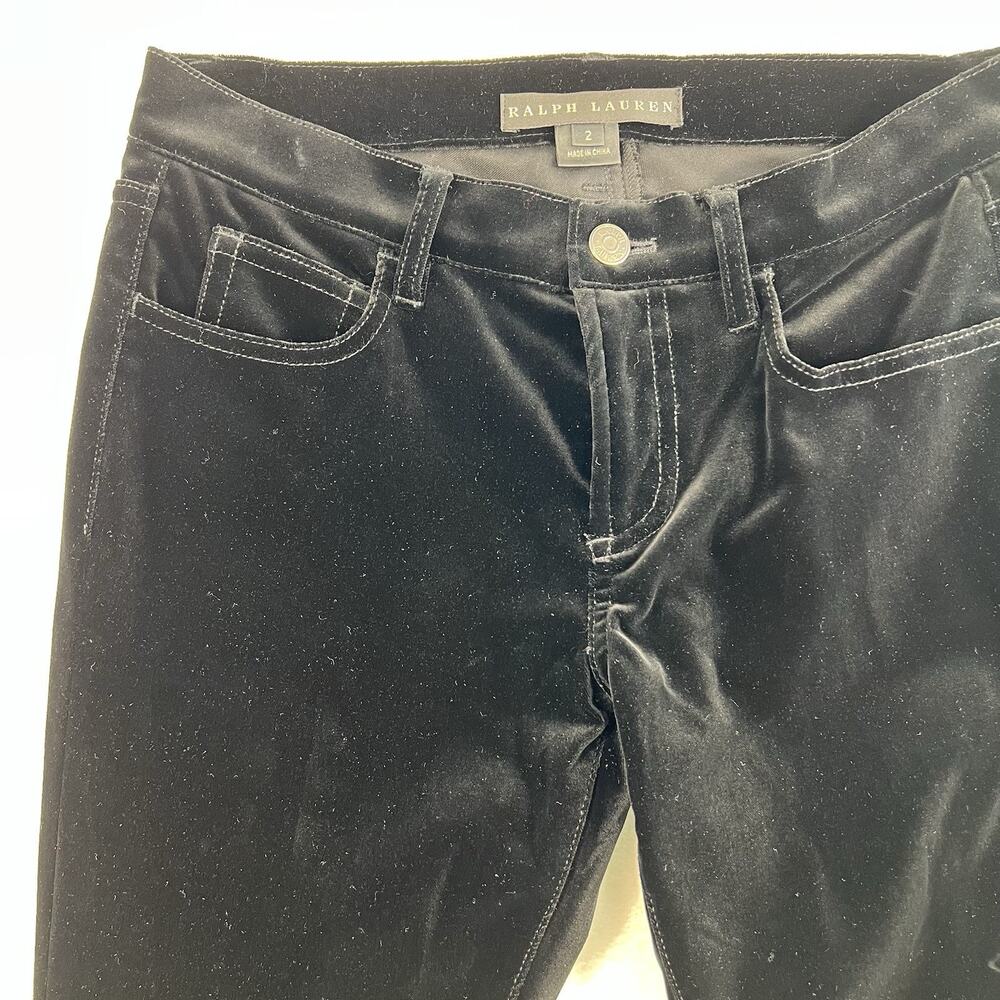 Ralph Lauren Black Label Sz 2 Seth Stretch Velvet Pant Skinny Long Classic - Picture 4 of 16